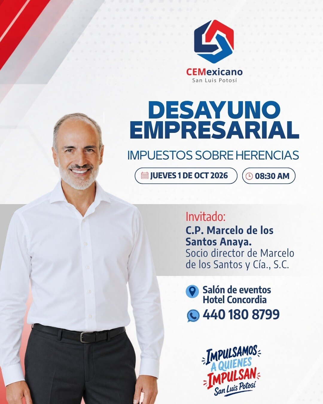 Cartel de Desayuno empresarial: impuestos sobre herencias
